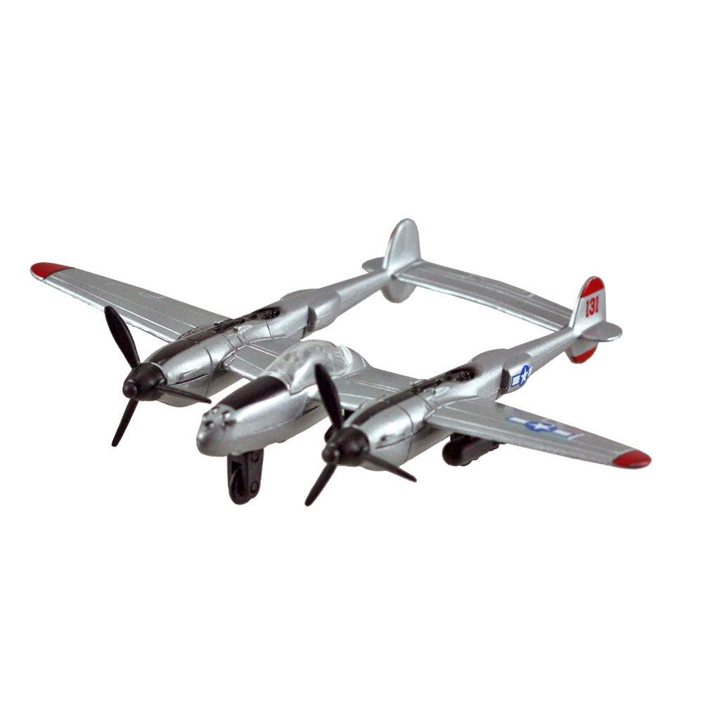 4.5 Inch Diecast Metal Lockheed P-38 Lightning “Fork Tailed Devil” World War II Fighter Aircraft with Authentic Markings and Details InAir Diecast Flyer RedBox / Motormax.