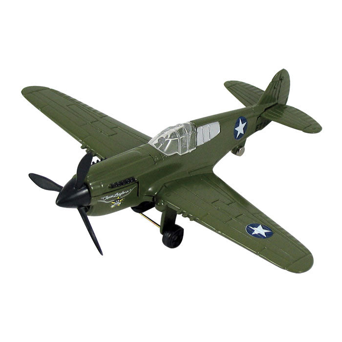 4.5 Inch Small Die Cast Metal Curtiss P-40 Warhawk Tomahawk Kittyhawk World War II Fighter Aircraft with Authentic Markings and Details by RedBox / Motormax.
