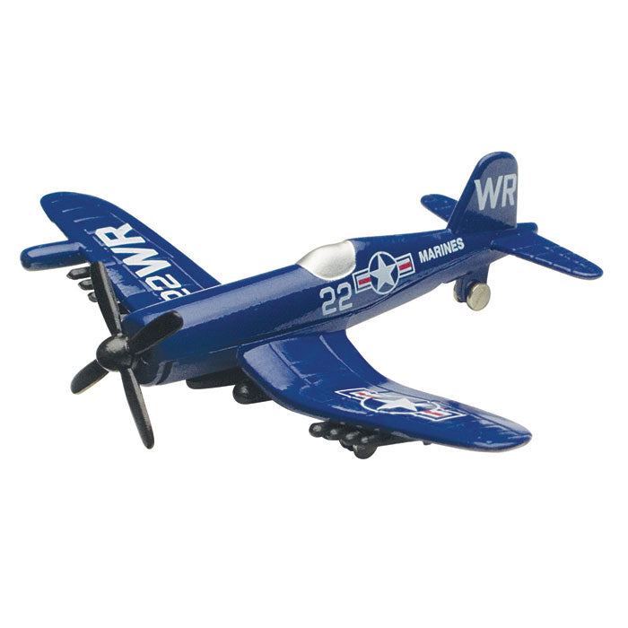 3.5 Inch Diecast Metal Blue  Vought F4U Corsair World War II Aircraft with Authentic Markings and Details InAir Diecast Flyer RedBox / Motormax.
