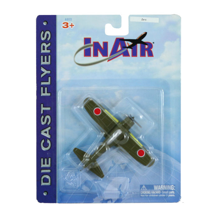 3.5 Inch Diecast Metal Green Mitsubishi A6M Zero Fighter World War II Aircraft with Authentic Markings and Details in its Original Packaging InAir Diecast Flyer RedBox / Motormax.