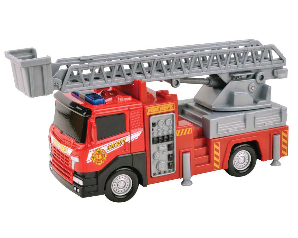 Red Die Cast Metal and Plastic Fire Engine with Extendable Ladder measuring 8 Inches Long by RedBox / Motormax.