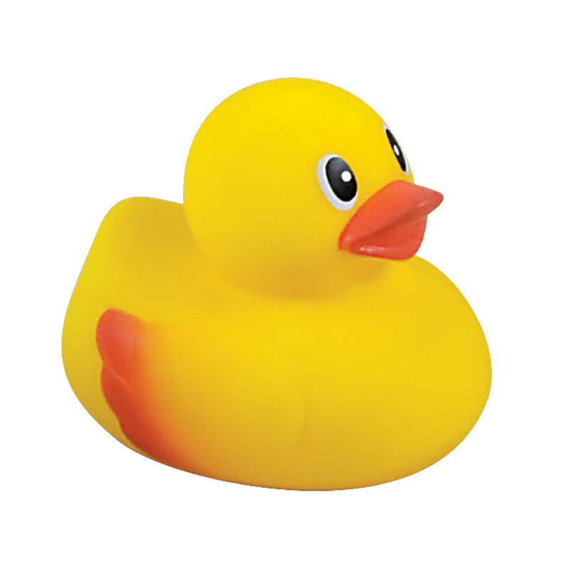 3 Inch Long Colorful Yellow Squeaking Floating Rubber Duck Bath Tub Toy.