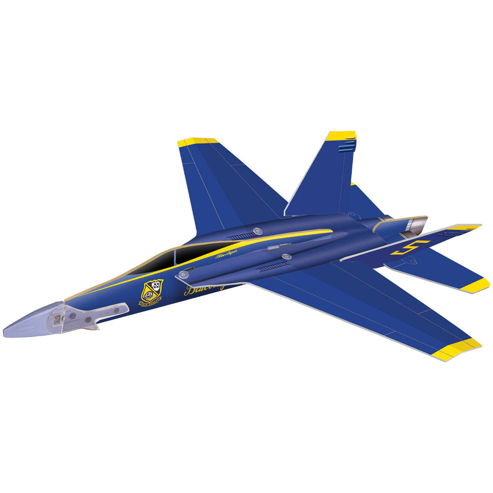 In partnership with the Smithsonian Institution's National Air and Space Museum, this line of flyers and gliders features a variety of famous vintage and modern aircraft. The F-18 Blue Angels Glider is easy to assemble, expertly designed to fly long distances and has realistic details and markings. These gliders help teach budding engineers and pilots the principle of flight. Officially licensed STEM toy