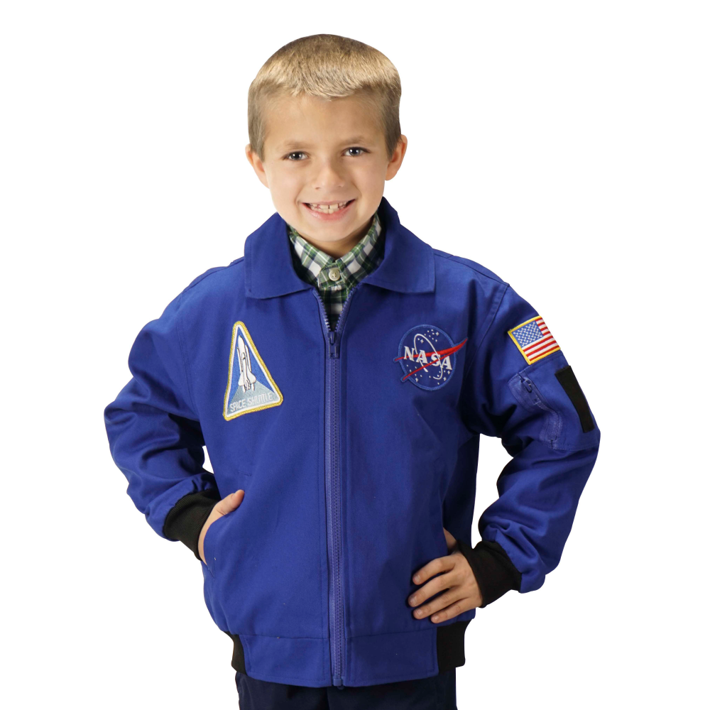 NASA Jr. Blue Flight Jacket modeled by child