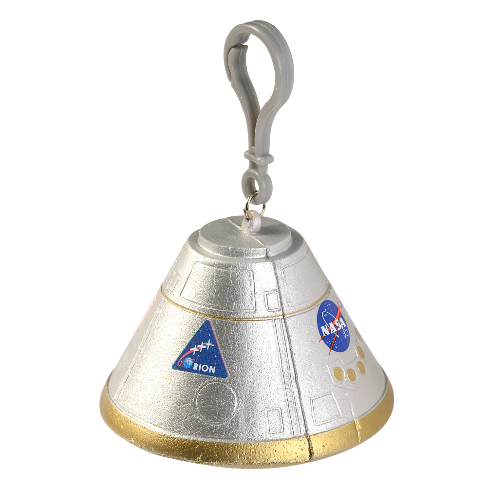 NASA Orion Foam Squeeze Toy with clip side view
