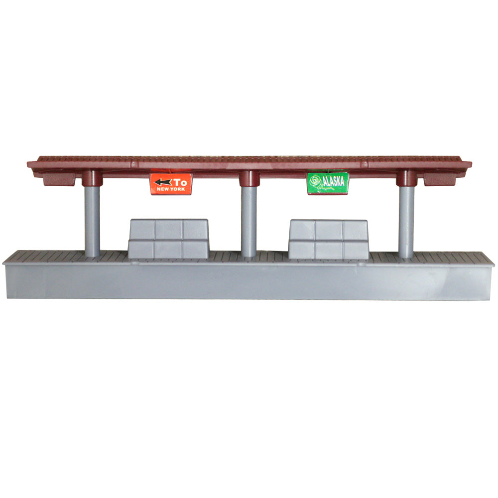 Double-sided train station platform, compatible with both WowToyz Classic Train Sets & SCOUT Series Train Sets. Station measures 7 inches long and 2 1/4 inches tall. WTTR20, WTTR14, WTTR40