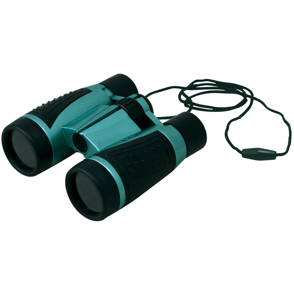 Lightweight Green Plastic Soft-Grip Children's Binoculars including Neck Strap and 4 x 30 Magnification by Eastcolight.