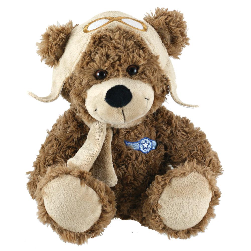 Super Soft Highly Detailed Plush Stuffed Animal Aviator Bear with Cap, Scarf and Embroidered Insignia measuring 12 inches Tall by Cuddle Zoo.