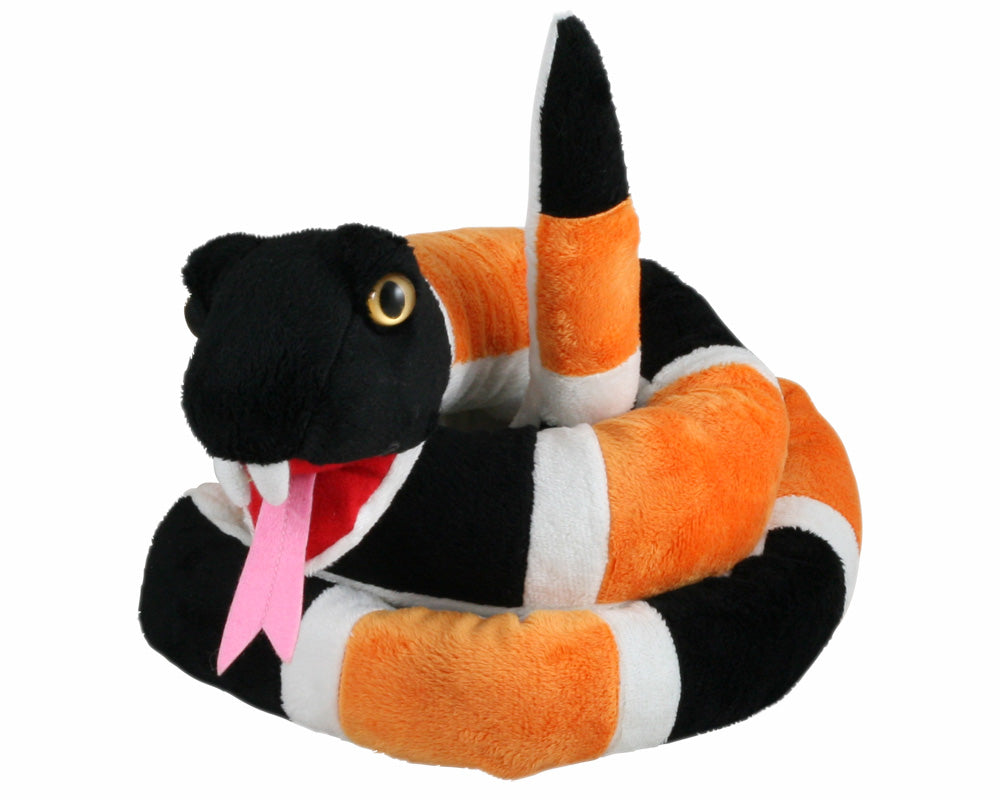 Super Soft Highly Detailed Colorful Plush Stuffed Animal Black & Orange Coral Snake measuring 58 inches long by Cuddle Zoo.