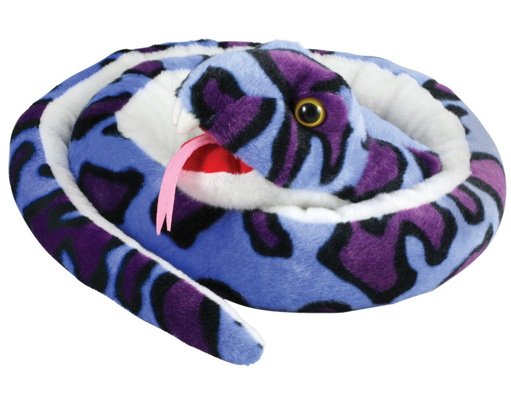 Super Soft Highly Detailed Colorful Plush Stuffed Animal Purple & Blue Python Snake measuring 58 inches long by Cuddle Zoo.