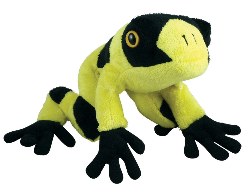 Super Soft Highly Detailed Colorful Plush Stuffed Animal Yellow & Black Tree Frog measuring 7 inches long by Cuddle Zoo.