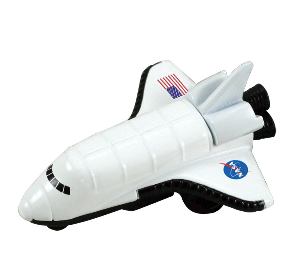 3 inch Friction Powered Pullback Die Cast Metal NASA Space Shuttle Orbiter with Authentic Markings.