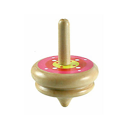 2.5 Inch Brightly Colored Durable Wooden Spinning Top. Wood harvested from government approved reforested land.
