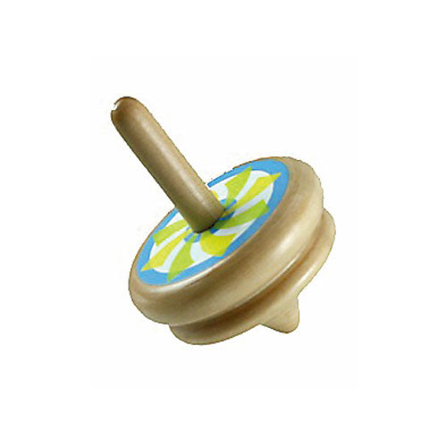 2.5 Inch Brightly Colored Durable Wooden Spinning Top. Wood harvested from government approved reforested land.