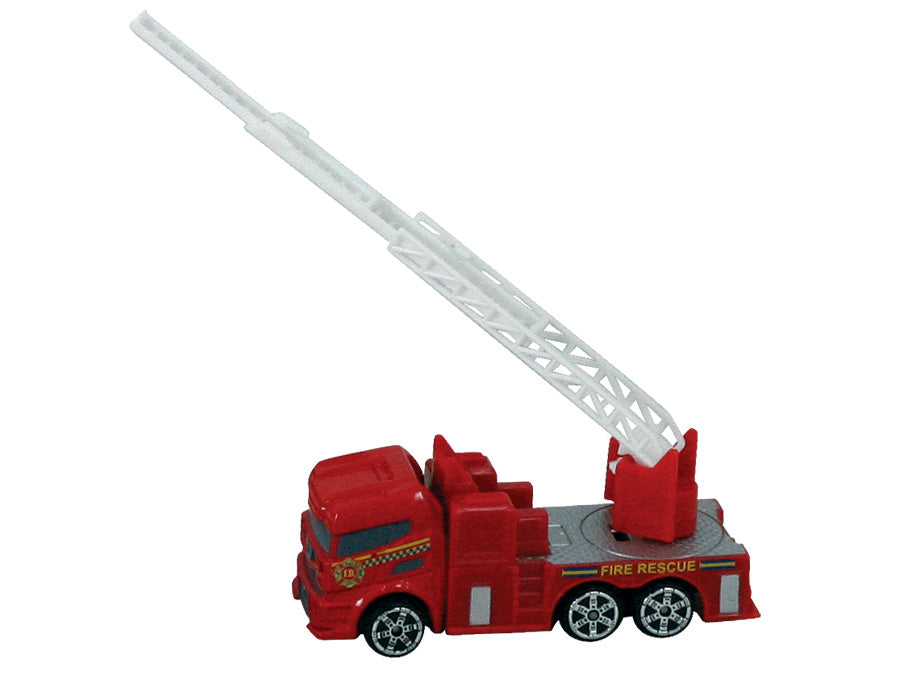 Red Durable Die Cast Metal and Plastic Fire Engine with Working Ladder measuring Approximately 3 Inches Long by RedBox / Motormax.