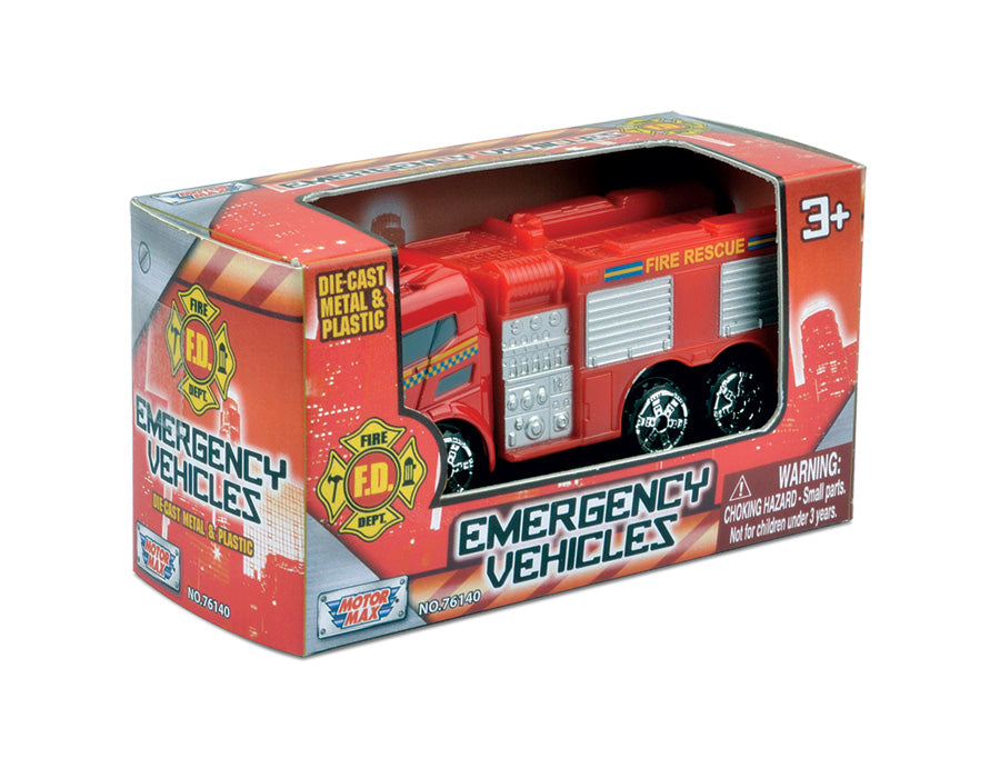 Red Durable Die Cast Metal and Plastic Fire Engine in its Original Packaging measuring Approximately 3 Inches Long by RedBox / Motormax.