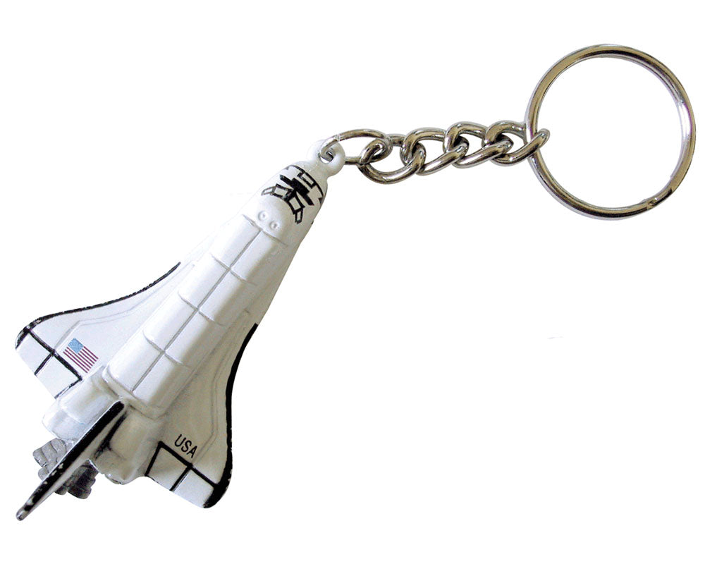 2.5 Inch High Quality Durable Die Cast Metal Replica of a NASA Space Shuttle Orbiter with Authentic Markings on a Metal Keychain.