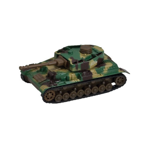 5 Inch Long Durable Die Cast Metal Friction Powered Pullback Action  Camouflage Military Tank with Turret that moves Up and Down Manually and Side to Side when Moving Along. Comes in 6 Assorted Styles.